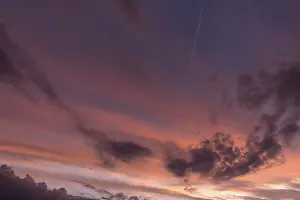 Deserted Evening Atmosphere Prints: Reddish clouds in the evening sky