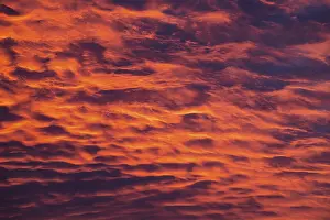 Atmospheric Cloud Formations Prints: Reddish orange cloud structures, dawn