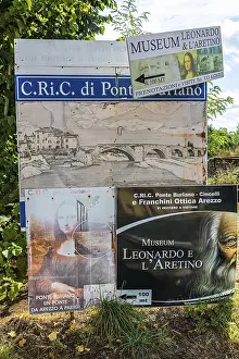 Tuscany Tourist Attraction Prints: Reference to the Leonardo Museum at the stone arch bridge