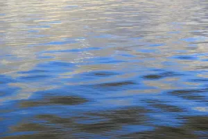 Undulating Water Surface Prints: Reflection of the cloudy sky on undulating water surface