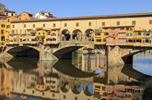 Florence Italy Tourist Attraction Prints: Reflection of the Ponte Vecchio in the Arno