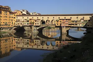 Arno River Landscape Prints: Reflection of the Ponte Vecchio in the Arno