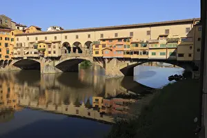 Florence Italy Tourist Attraction Prints: Reflection of the Ponte Vecchio in the Arno