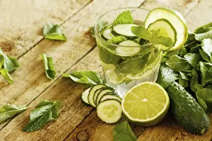 Fattening Food Options Prints: Refreshing drink with cucumber