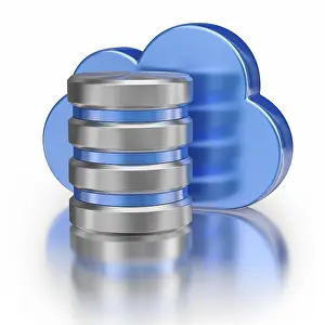Data Storage Symbol Prints: Remote database cloud computing technology storage concept