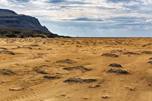 Icelandic Mountain Scenery Prints: Remote sandy beach, wind-created structures