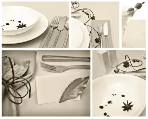 Empty Restaurant Interior Prints: Restaurant set: creative table serving with spice