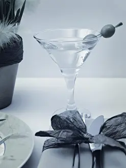 Restaurant Table Setting Prints: Restaurant table serving with cocktail and silverware