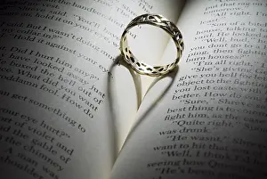 Symbolic Heart Shape Image Prints: Ring in the fold of an open book