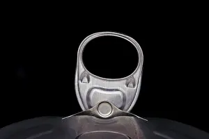 Macro Studio Shot Prints: Ring pull of an tin can, Studio, isolated on black