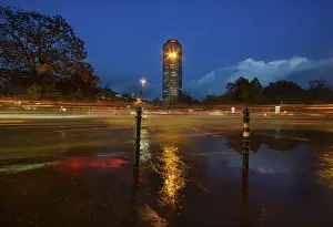 High Rise Building Germany Prints: Ringturm at Ebertplatz, dusk, Cologne