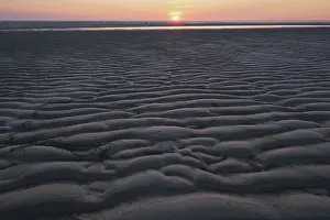 Framed Print : Ripple Pattern Print, Westerhever Mudflats at Sunset Framed Print : Ripple Pattern Print, Westerhever Mudflats at Sunset