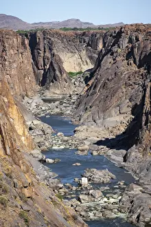 Open Air Water Body Scene Prints: River bed and dump on the Orange River