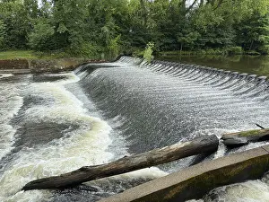 Images Dated 6th July 2024: River Course with Waterfall in Summer Print, Lower Rhine Region