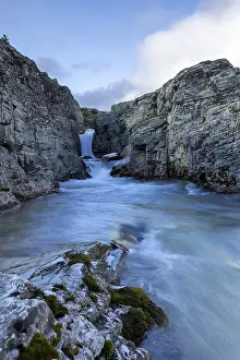 Eroded River Landscape Prints: A river flows through a narrow gorge