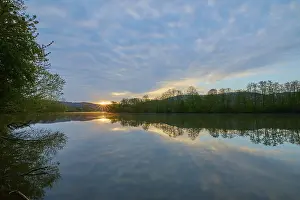 River Landscape Prints: River landscape, reflection, tree