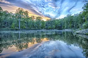 Cloudy Sky Reflection Prints: River reflection of clouds over wide angle