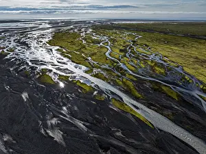 Icelandic Aerial Photography Prints: River, river course, river delta