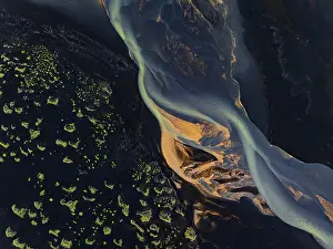 Icelandic Aerial Landscape Prints: River, river course, river delta