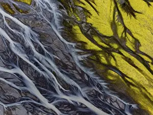 Icelandic Aerial Photography Prints: River, river course, river delta
