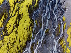 Iceland Aerial View Prints: River, river course, river delta