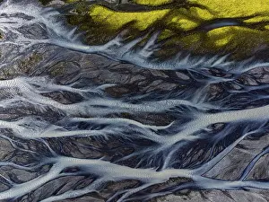 Iceland Aerial View Prints: River, river course, river delta