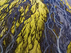 Icelandic Aerial Photography Prints: River, river course, river delta