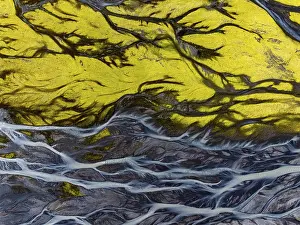 Iceland Aerial View Prints: River, river course, river delta