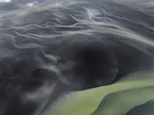 Icelandic Aerial Photography Prints: River, river course, river delta
