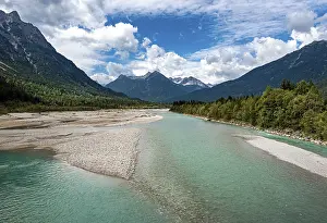 Deserted River Course Prints: Riverbed, landscape on the Lech