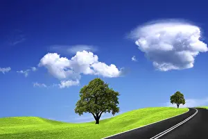 Cloudy Sky Landscape Prints: Road and cloudy sky