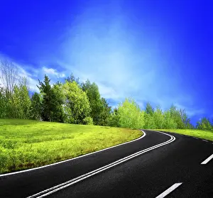 Spring Landscape Europe Prints: Road and spring landscape