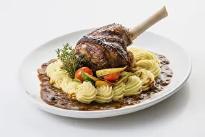 Mashed Potatoes Dish Prints: Roasted lamb shank on mashed potatoes