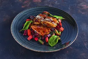 Beetroot Recipe Prints: Roasted pike served with beetroot