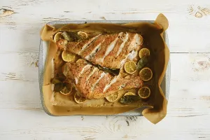 Snapper Prints: Roasted Red Snapper Print with Lemon and Herbs