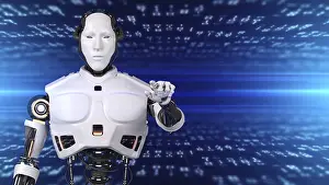 Computer Graphics Illustration Prints: Robotics and AI for the future. 3D rendering