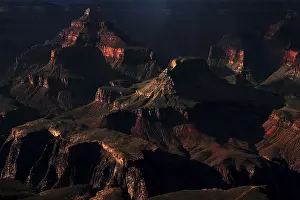 Evening Light At The Grand Canyon Prints: Rock formations in the evening light