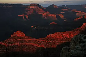 Evening Light At The Grand Canyon Prints: Rock formations in the evening light