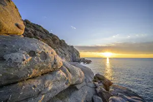 Evening Atmosphere In Italy Prints: Rock formations in the evening light