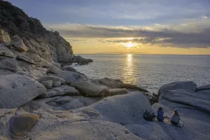 Atmospheric Evening Light Photos Prints: Rock formations in the evening light