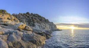 Atmospheric Evening Light Photos Prints: Rock formations in the evening light