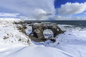 Snaefellsnes Peninsula Landscape Prints: Rock gate at the coast, cliffs