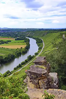 Southern Germany Landscape Prints: Rocks overlooking river and surrounding fields