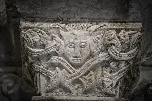 Castile And Leon Sacred Building Prints: Romanesque capital with a devil