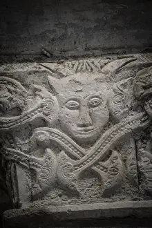 Images Dated 11th October 2024: Romanesque Capital with Devil Print, 10th century Spain