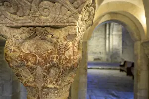 Uninhabited Monastery Complex Prints: Detail of a Romanesque column of the gallery