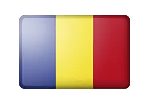 European Flag Design Prints: The Romania flag. Rectangular matte icon