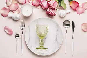 Pink Table Setting Prints: Romantic table setting in pink colors