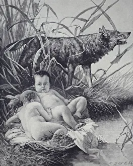 Gray Wolf Depiction Prints: Romulus and Remus and the She-Wolf