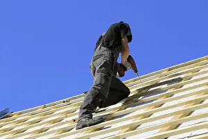 New House Building Process Prints: Roofer or carpenter at work